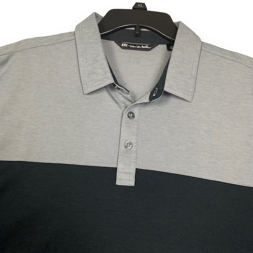 Travis Mathew Polo Shirt Mens XL Black Gray Short Sleeve Pima Cotton Poly Blend - Picture 2 of 13
